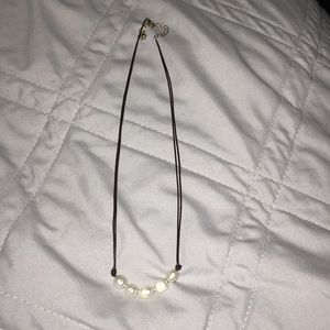 pearl & black string necklace